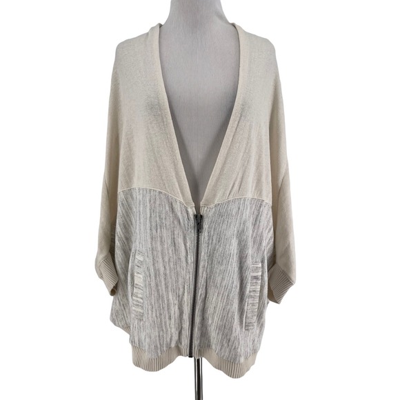 Moth Sweaters - Moth Anthropologie Austral Cocoon Dolan Sleeve Linen Zip Up Cardigan Size Medium